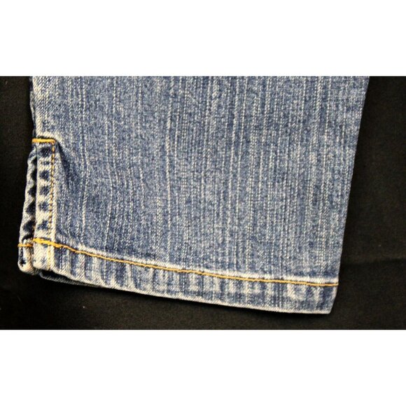 2007 Gymboree Strawberry Farm Denim sz 7 Clamdigger Capris Appliqué Embroidery - Picture 4 of 5